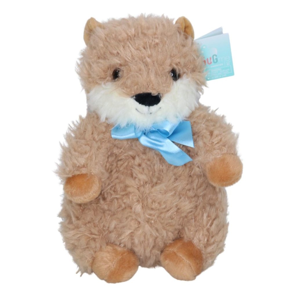 Hug Me Fluffy Hamster Plush Stuffed Animal Walgreens Beige Fur Blue Bow w/tags